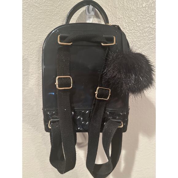 Betsey Johnson Don’t Be Jelly Black Gold charm Mini Backpack crossbody shoulder - Picture 6 of 6